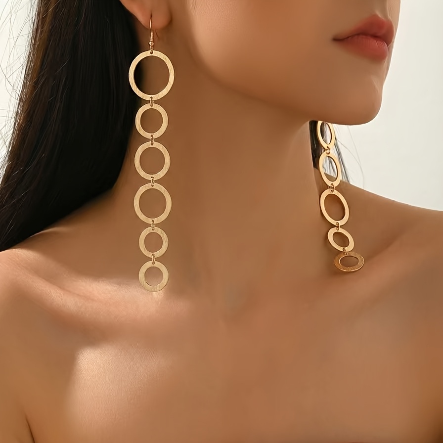 Women's Geometric Multi-Layer Hoop Tassel Drop Earrings